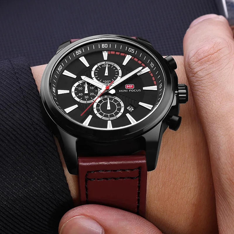 

Mens Watches Top Brand Luxury Men Military Sport Wristwatch Brown Leather Quartz Watch erkek saat Relogio Masculino Whatches men