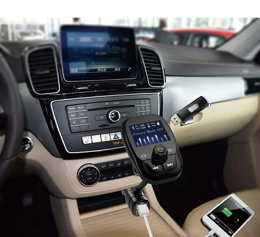 Беспроводной 3,0 Быстрая зарядка в автомобиле Bluetooth fm-передатчик радио адаптер автомобильный комплект MP3-плеер Hands-Free с ЖК-дисплеем FM34S