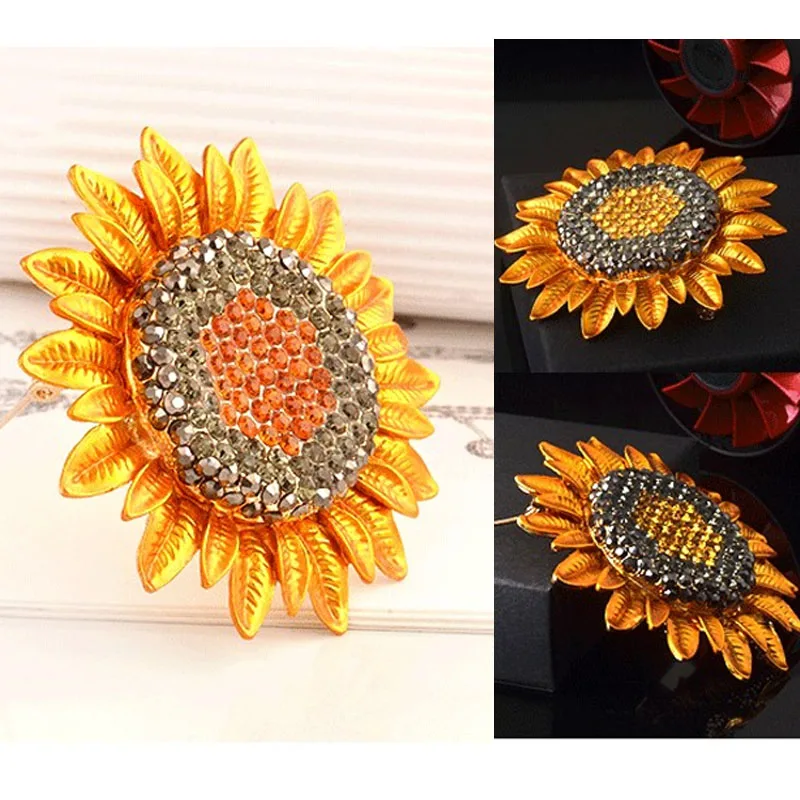 Женская Брошь в виде подсолнуха со стразами | Украшения и аксессуары
