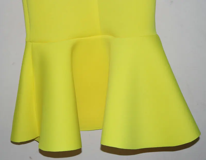 

Women Summer Ruffle Short-Sleeve Dress Flounce Embellished Fitted Sheath Dress Casual solid Bodycon fishtail Dress yellow