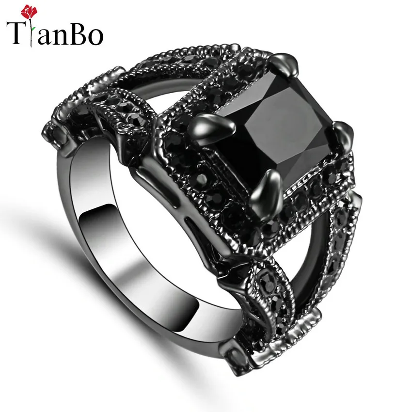 TianBo кольцо с фиолетовыми кристаллами модное белое Черное и Золотое обещающее
