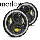 Для Wrangler JK TJ светодиодные фары 120 Вт 7 дюймов светодиодные фары Белый DRL желтого цвета сигнала Ангельские глазки огни для Jeep JK H1 H2