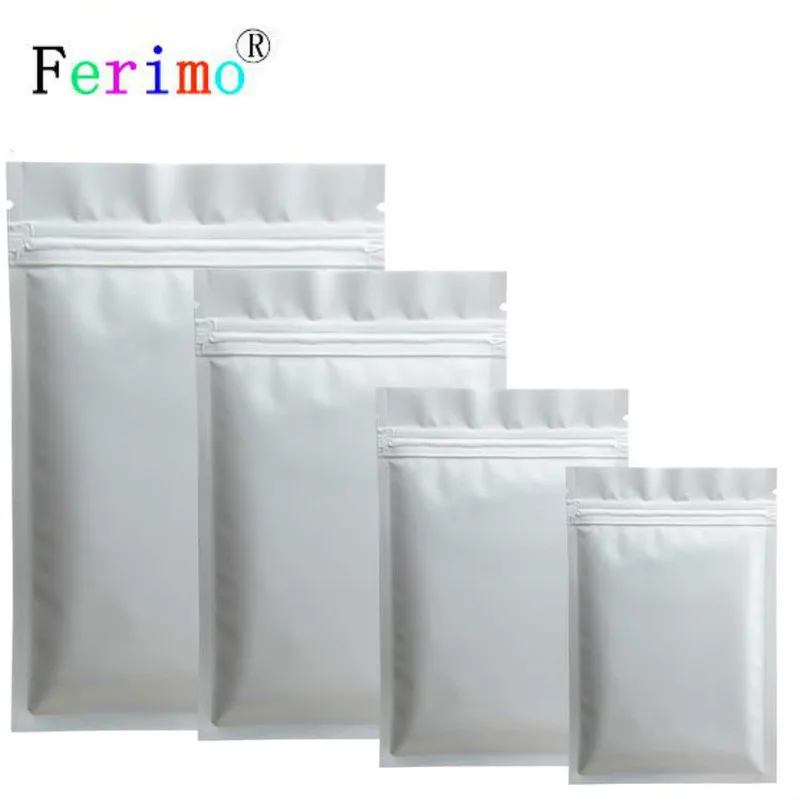 

Ferimo 100pcs White Small Zip Lock Bags Storage Aluminium Foil Mylar Plastic Pouch Candy Food Bag Wholesale