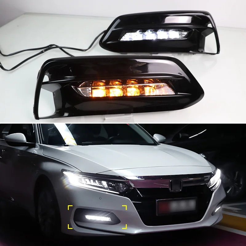 СВЕТОДИОДНЫЙ DRL для Honda Accord 10th дневного света с сигнальные лампы+ синий ночное время дневного света стайлинга автомобилей