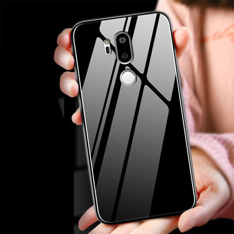 

2PCS For LG G7 ThinQ Case Back Tempered Glass Cover For LG G7 ThinQ Phone Case Soft Silicone Frame Phone protective Case