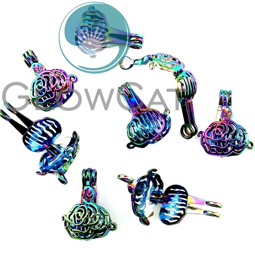 C269 радуга цвет большой цветок бусины клетка эфирное масло диффузор Арома