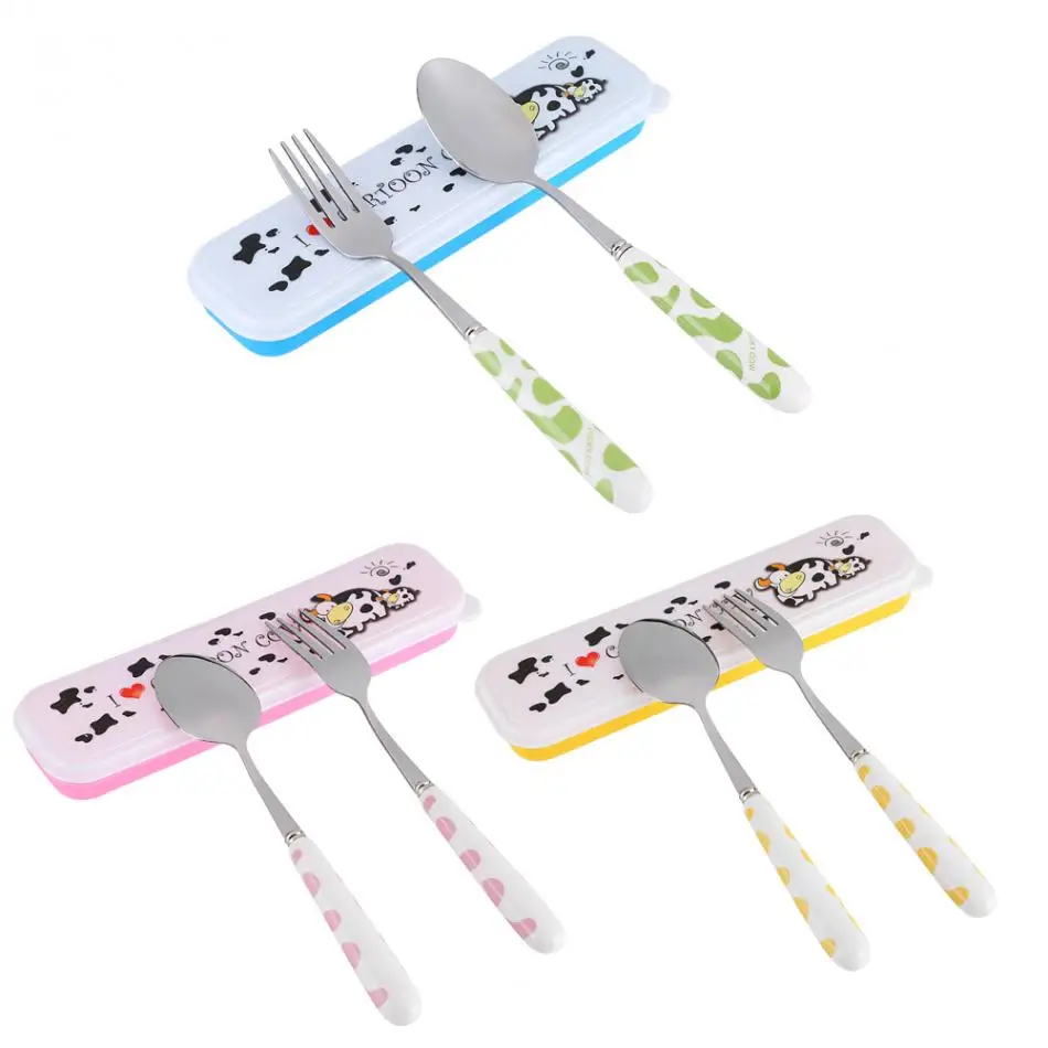 2 шт. вилка из нержавеющей стали кухонная посуда с коробкой для хранения детские