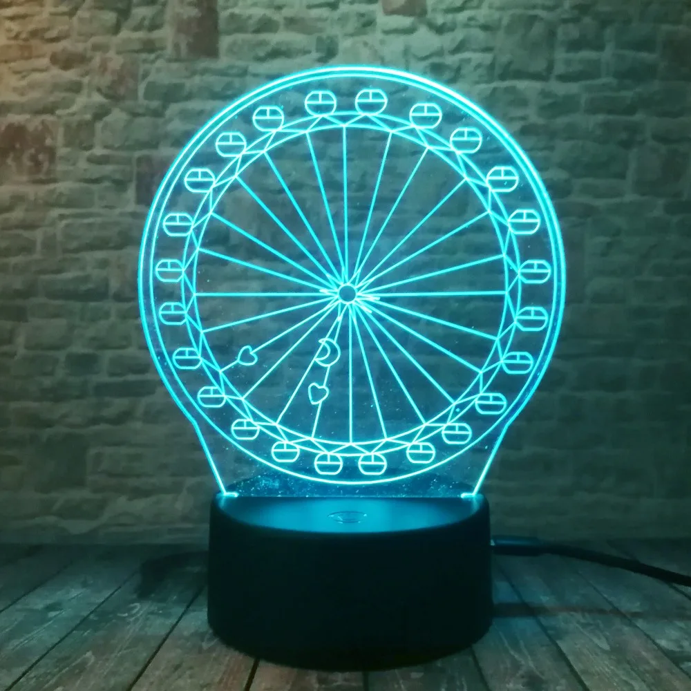 7 цветов Изменение колесо обозрения 3D визуальные Светодиодные ночные