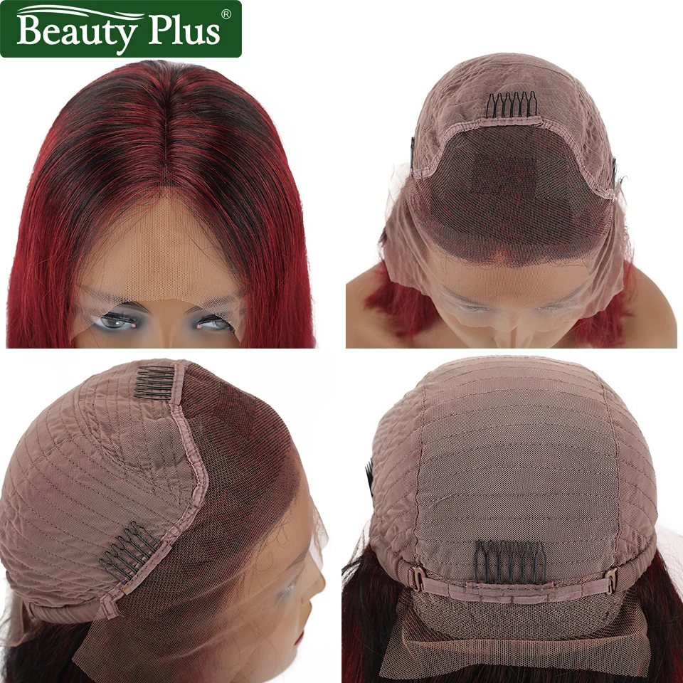 Парики из натуральных волос на кружеве beauty Plus 99j бордовые парики бордового Боба