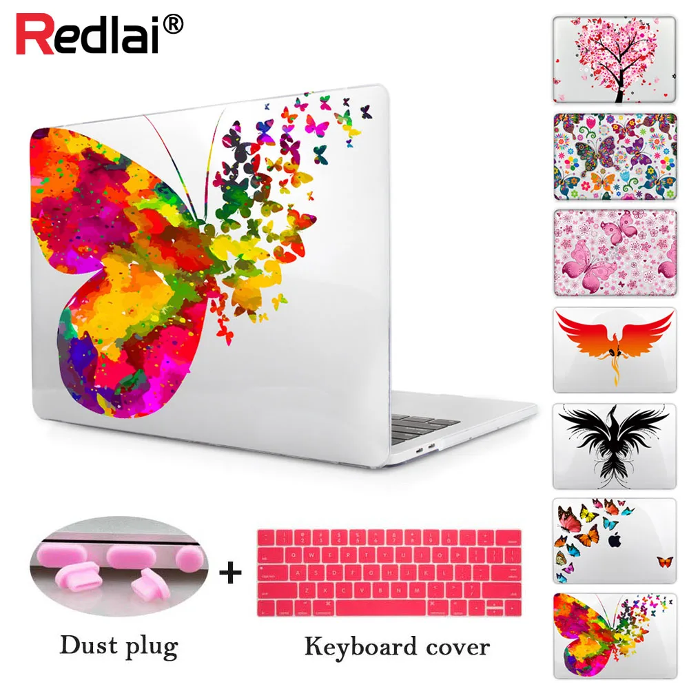 Чехол для ноутбука Redlai с кристаллами и бабочками чехол 2020 Macbook Air Pro 13 15 16 дюймов A2141