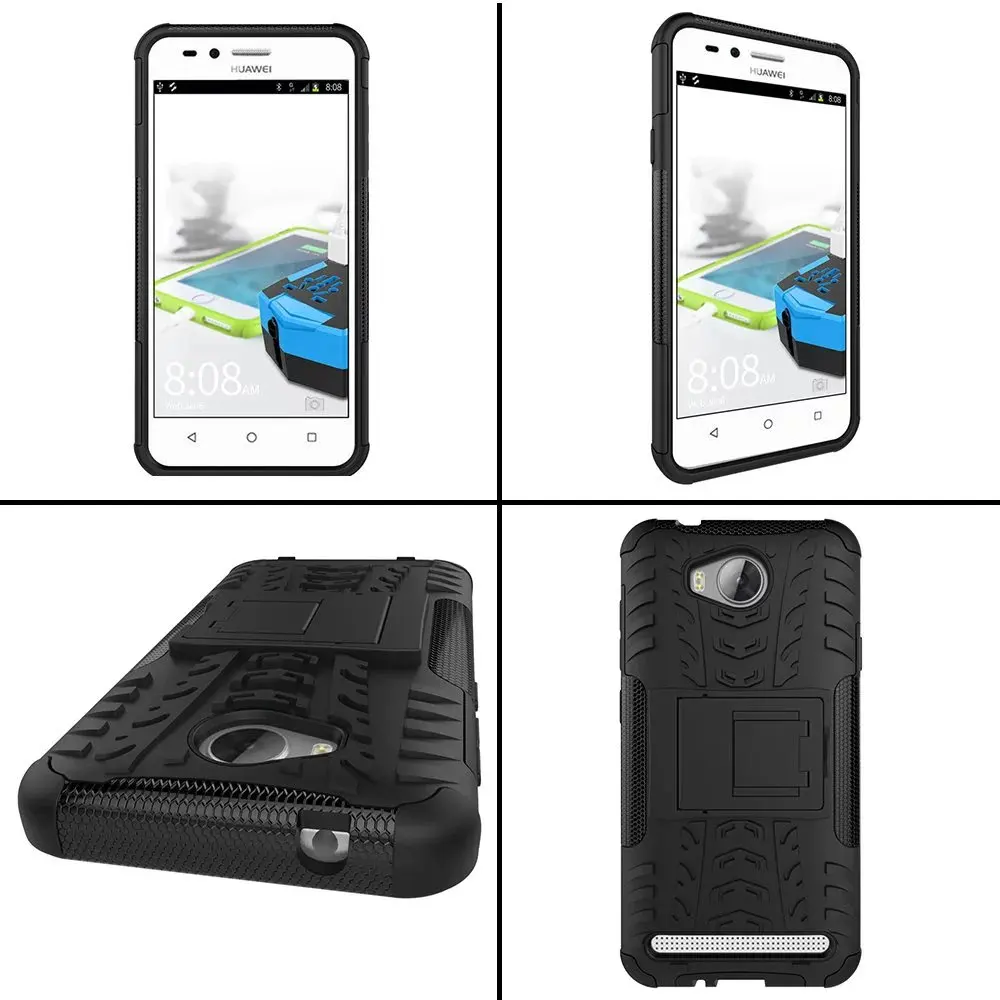 Tire Style Tough Rugged Dual Layer Hybrid Hard KickStand Duty Armor Case for Huawei Y3 II / 2 Phone Cover |