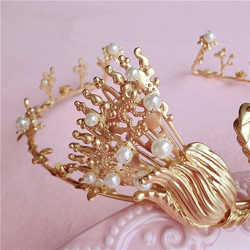 Барокко Ручной Лебедь Pageant Диадемы для Свадебной Моды Ювелирные Изделия Перлы