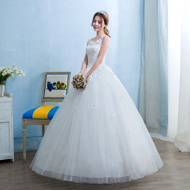 Кружевное бальное платье для девочек с круглым вырезом и цветами свадебное