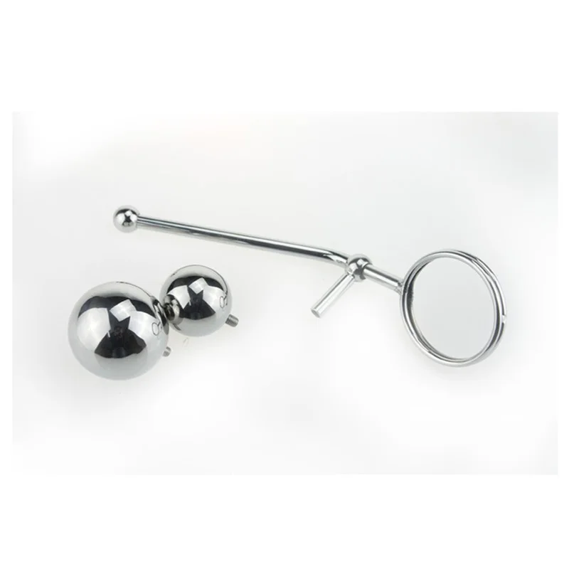Qise Stainless Steel Anal Hook Butt Plug Cock Ring With 2 Replaceable Ball Male Masturbation Stimulator |