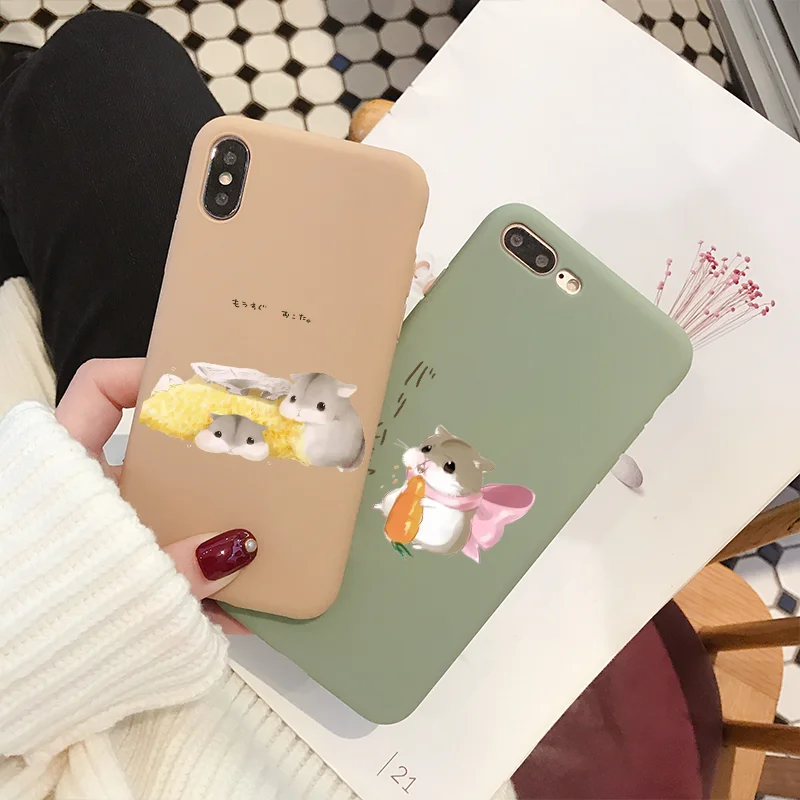 Милые Чехлы для хомяков мягкие чехлы из ТПУ iPhone 10 X XS XR Max 8 7 6 S Plus защитная задняя