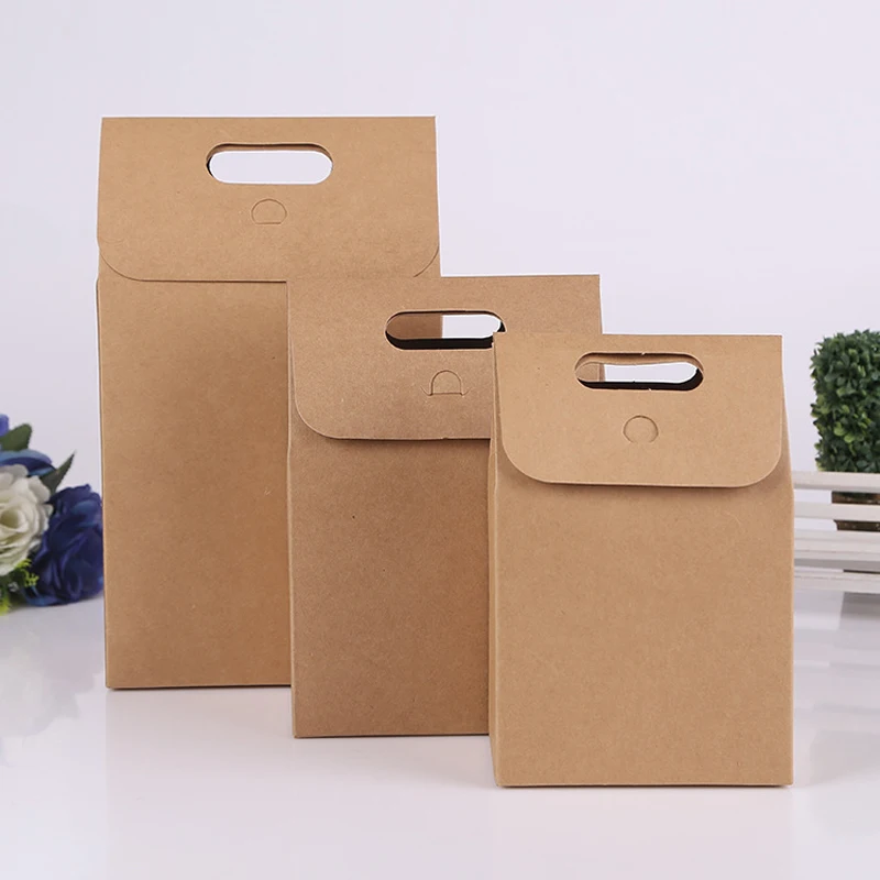 

20pcs Kraft Candy Boxes 350gsm paperboard stand box Gifts Packaging Boxes Wedding Favor paper tote Bags 3 sizes option