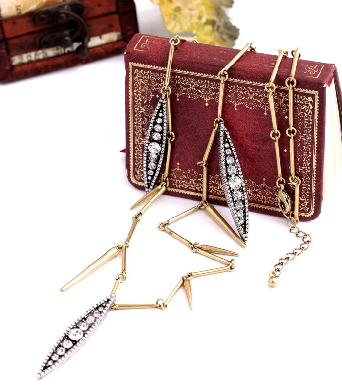 Модная Длинная цепочка для женщин подвески с геометрическими кристаллами и