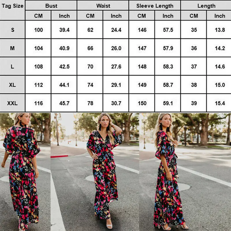 Элегантное женское летнее платье в стиле бохо длинное макси с цветочным принтом