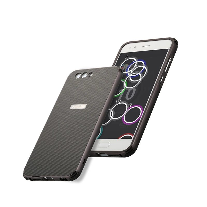 Для Asus Zenfone 4 ze554kl случае Алюминий металла Рамки+ Карбон Волокно жесткий чехол для Asus Zenfone 4 ze554kl 5.5 ''В виде ракушки