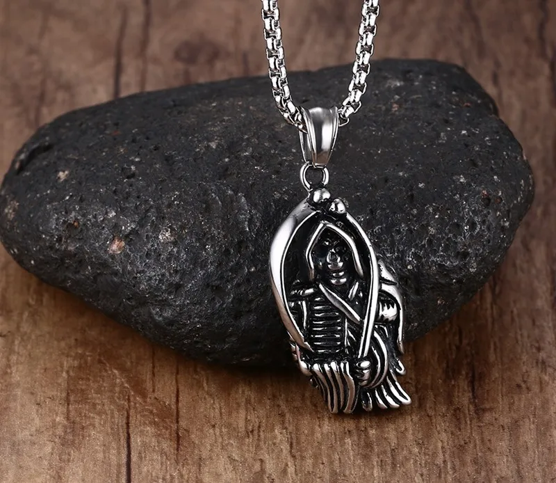 Мужское ювелирное изделие смерти с косой черепом ожерелье из нержавеющей стали