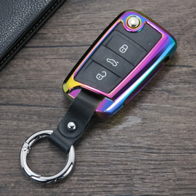 Цинковый сплав кожаный чехол для ключей для VW Golf 7 mk7 Skoda Octavia A7 Polo Key Portect чехол автомобильные аксессуары