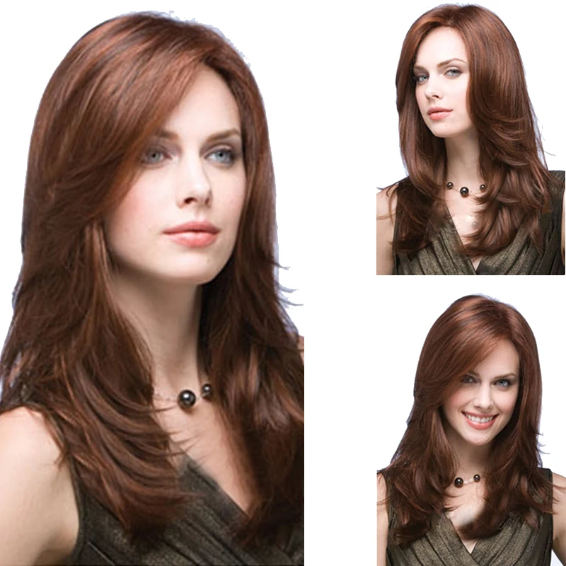 New Synthetic Long Wavy Brown Hair Wig Drag Queen African American For Black Women Cosplay Party + Free wig cap |