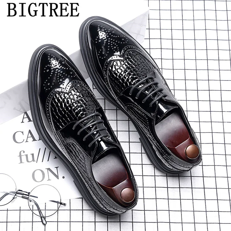 Высокое качество Обувь в деловом стиле Мужские нарядные туфли с острыми носками