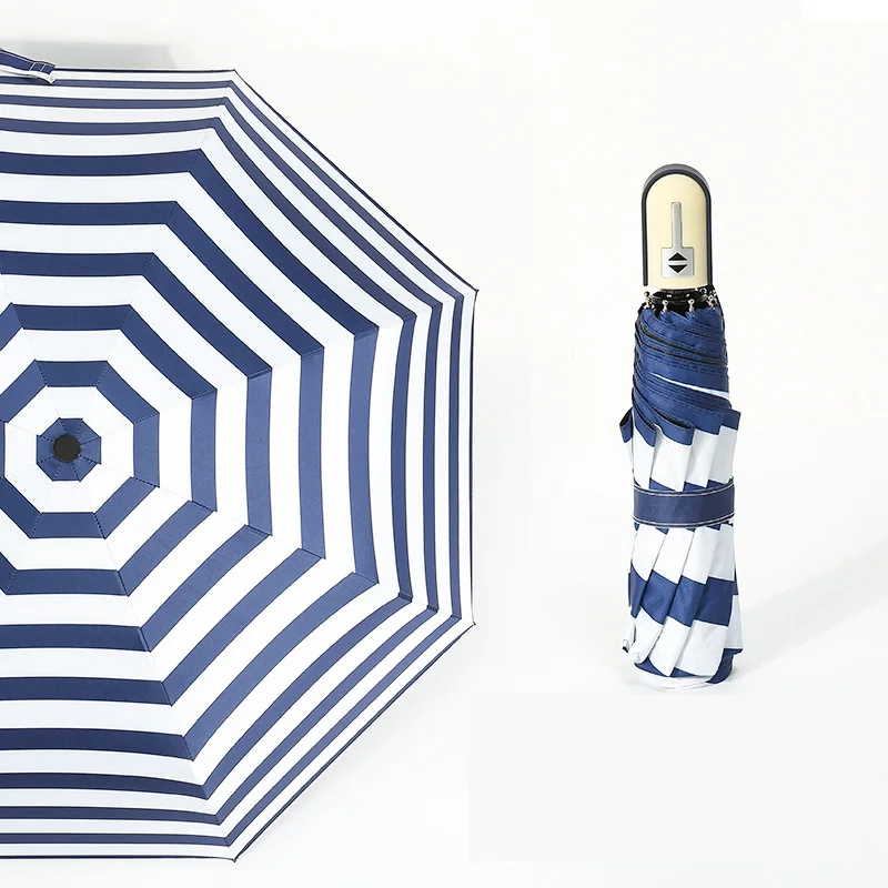 Korean Creative Navy Stripes Parasol Automatic Umbrella Sun Ultraviolet-proof | Дом и сад
