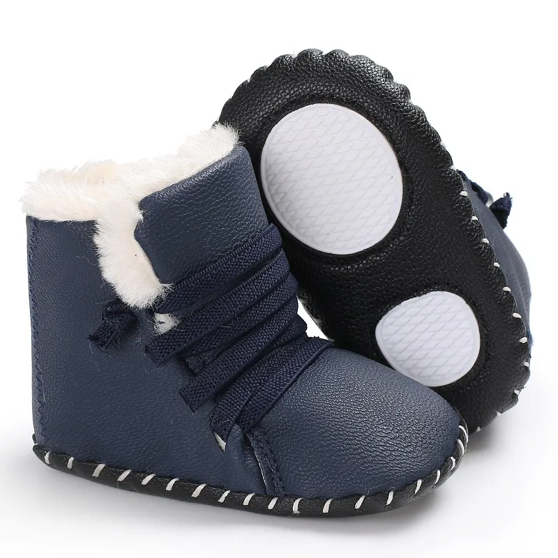 Футболки для новорожденных и детей из искусственной кожи для мальчиков и девочек детская кроватка Bebe снежное мягкий на резиновой подошве обувь для малышей младенцев зимние сапоги