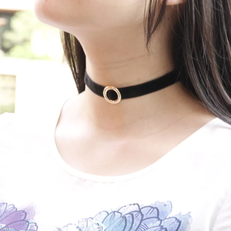Новый Простой Панк Пряжка Chocker Бархат Ожерелья Круглой Трубе любовь Готический