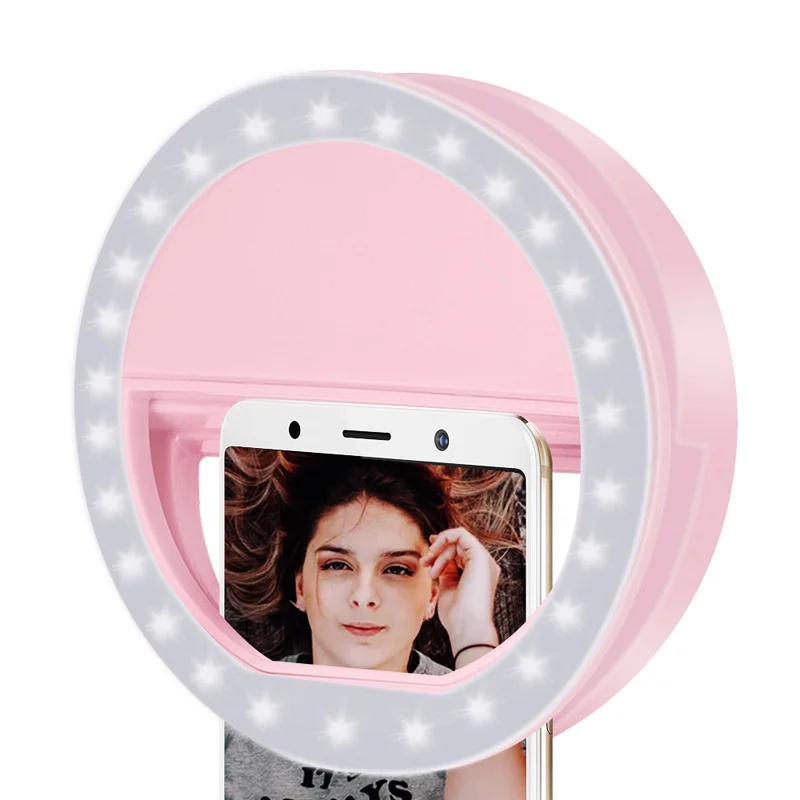 pink Светодиодный, портативный, с USB зарядкой, кольцевой светильник для селфи, 4 цвета, для телефона, дополнительный светильник ing Night Darkness Selfie Enhancing Fill светильник s - Цвет: pink