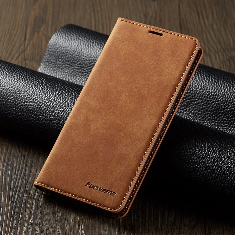 Роскошный кожаный чехол-книжка для samsung Galaxy S10, S9, S8 Plus, S10e, Note 9, A6, A7, A8, держатель для карт, Магнитный кошелек, подставка, чехол-книжка - Цвет: Brown
