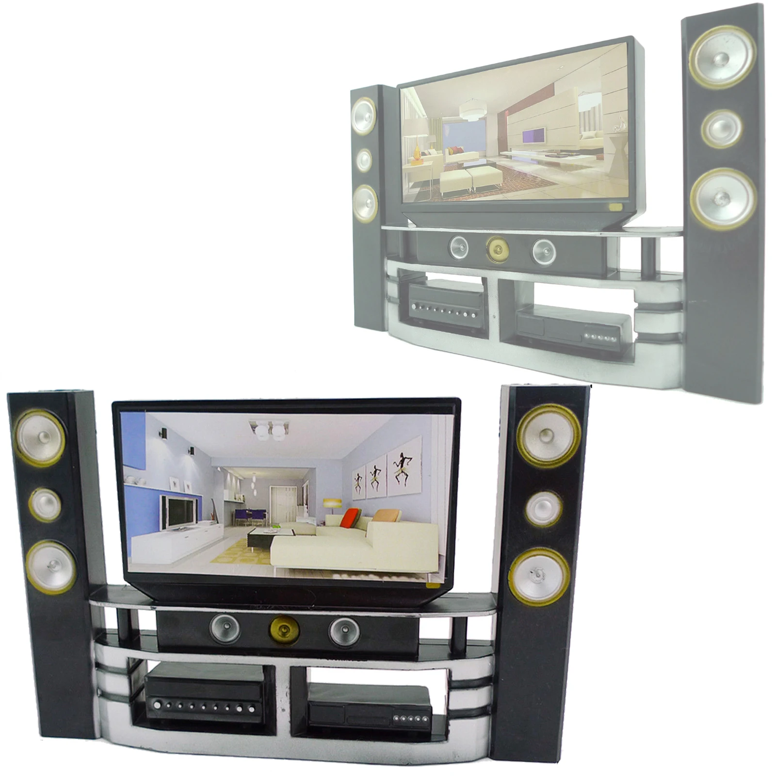 Мини Hi-Fi 1:6 мебель для гостиной ТВ домашний кинотеатр шкаф куклы Барби одежда
