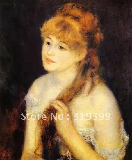 Размножение масляной живописи на льняном холсте оплетка волос для юной женщины