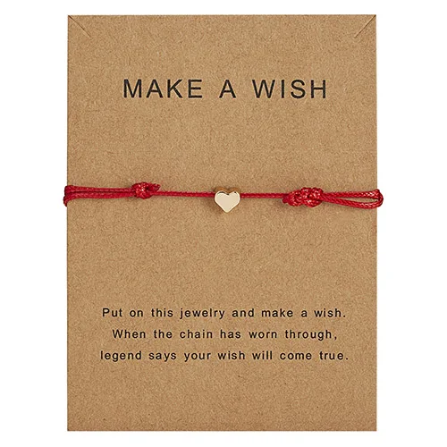 Браслет Wish Card, регулируемый, ручной, плетеный, женский, минималистичный, сердце, корона, круглая нить, Ehthic, браслет, Модные женские ювелирные изделия - Окраска металла: 22
