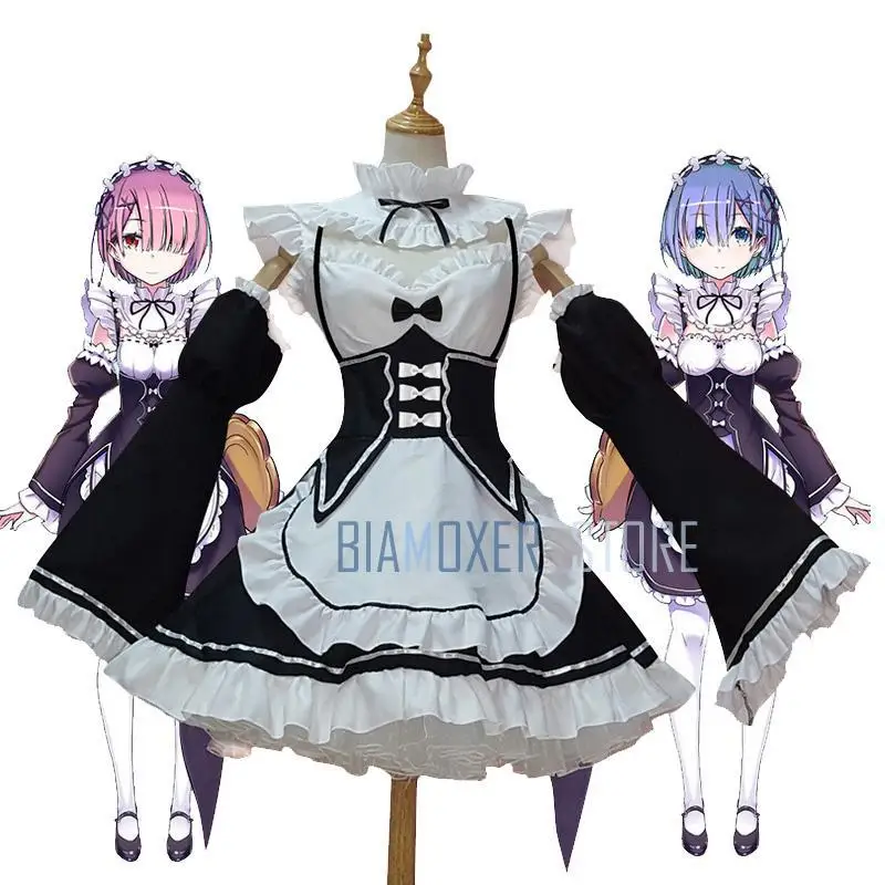 Костюм для косплея Biamoxer Re:zero Ram Rem парик костюм служанки на Хэллоуин Re Life In A в