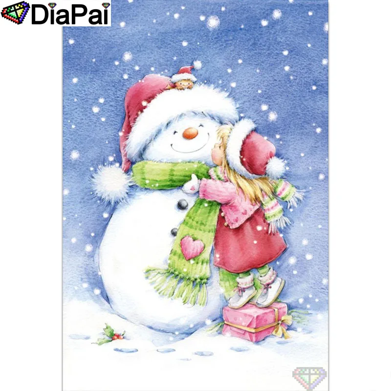 

DIAPAI Diamond Painting 5D DIY 100% Full Square/Round Drill"Cartoon snowman girl"Diamond Embroidery Cross Stitch 3D Decor A18538