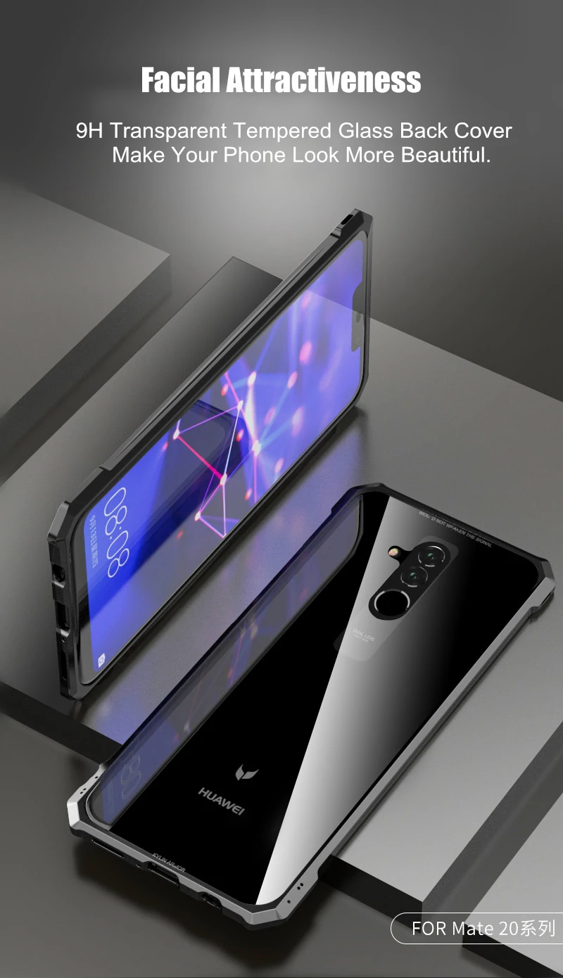 OMEVE чехол из закаленного стекла для huawei mate 20 Lite mate 20 Pro чехол mate 20 металлическая рамка прозрачная стеклянная задняя крышка бампер для Maimang7