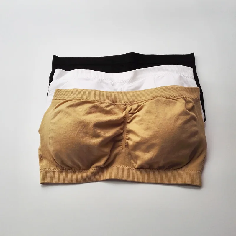white black beige Dorislen, 3 упаковки, Женский Бесшовный Бюстгальтер-бандо, укороченный топ без бретелей, бюстгальтеры со съемным подкладом для праздничного свадебного платья - Цвет: white black beige