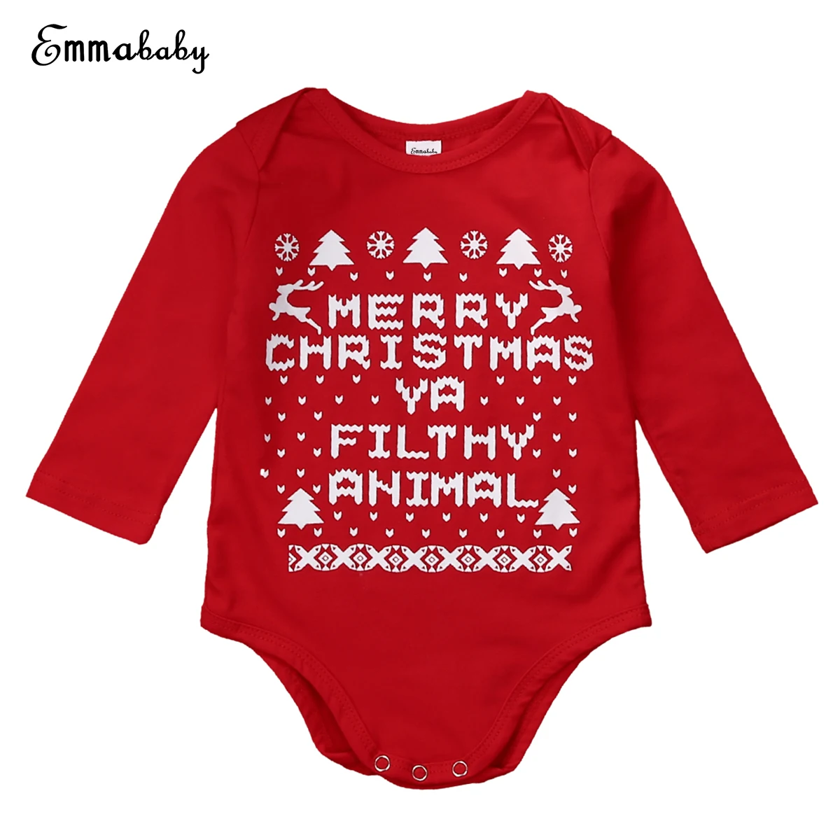 Emmaaby/Рождественский комбинезон с длинными рукавами и надписью для новорожденных