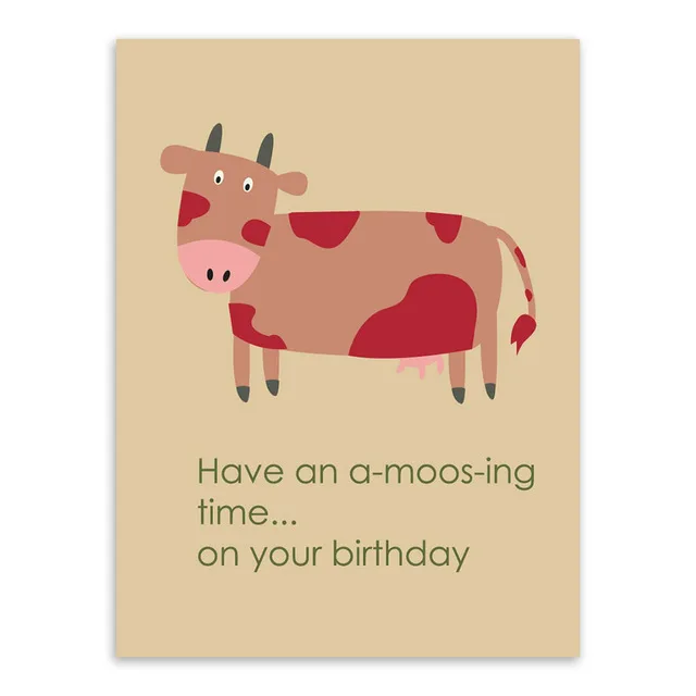 Теплые слова милые Мультяшные животные A4 художественные принты постер смешные