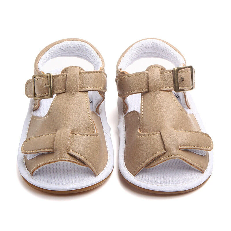 Light Brown Сандалии для маленьких мальчиков; кожаные сандалии с мягкой подошвой; Повседневная модная обувь; нескользящие сандалии для мальчиков; сезон лето - Цвет: Light Brown