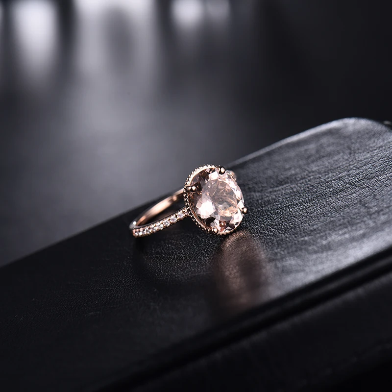 LOVERJEWELRY Новое поступление настоящая Au585 14K серьги из розового золота с натуральным со стразами хорошее качество, морганитом, свадебные украшения для Для женщин Юбилей ювелирные изделия