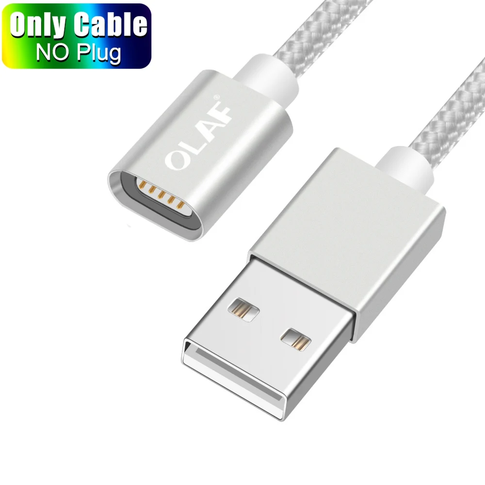 Silver Cable No Plug Олаф магнитное зарядное устройство usb type C Micro USB кабель провод для быстрой зарядки штекер type-C Магнитный кабель для iPhone samsung Xiaomi huawei - Цвет: Silver Cable No Plug
