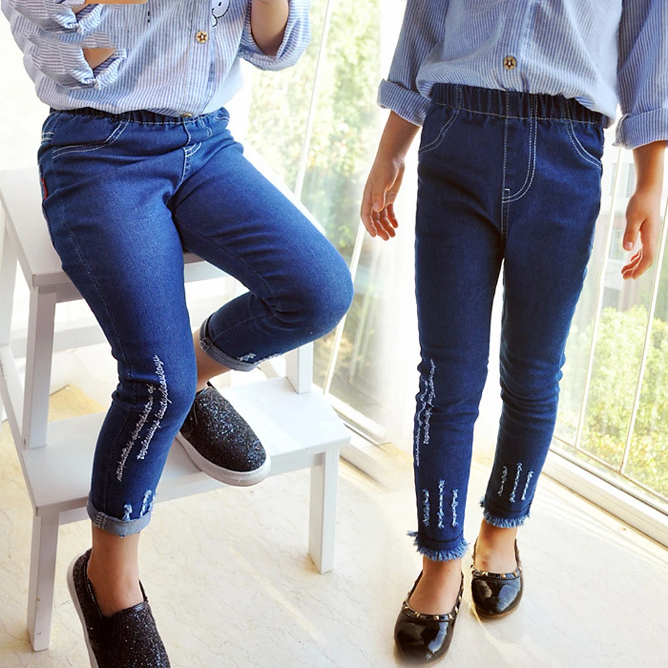 Новинка 2018 джинсы для девочек детская одежда мальчиков повседневные модные