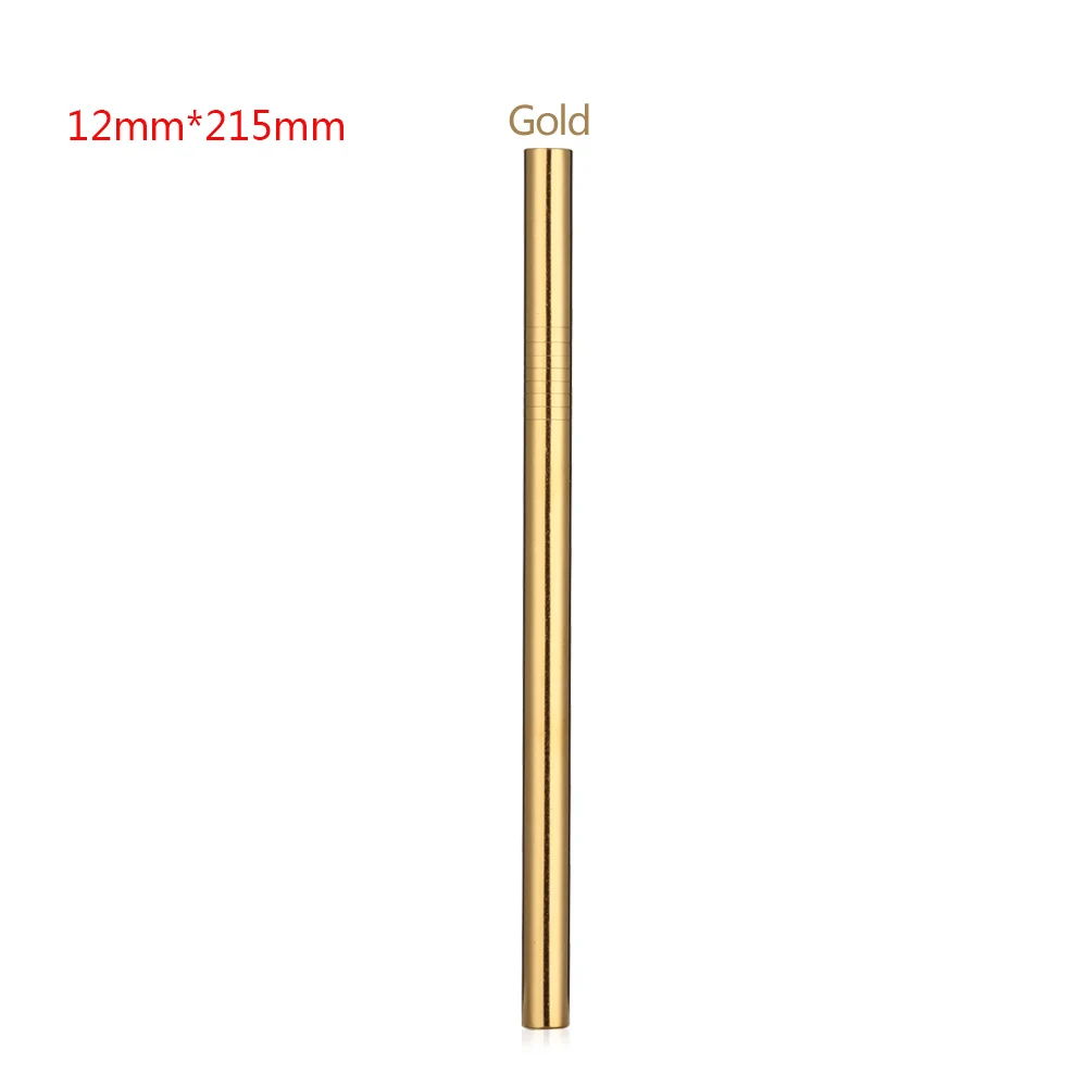 Gold Style 1 6/12 мм* 215 мм нержавеющая сталь питьевой соломы Многоразовые прямые металлические соломинки Молоко Фруктовый сок экологически чистые барные аксессуары - Цвет: Gold Style 1
