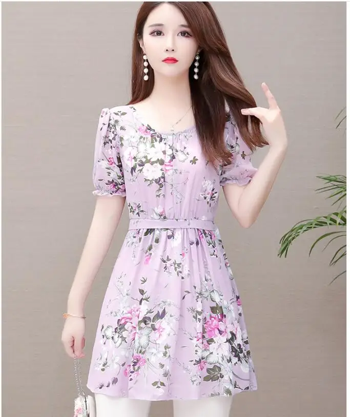 light purple Одежда размера плюс, 5XL, 4XL, 3XL, топы, лето, Женская линия, дизайн, для офиса, леди, Цветочный, живот, туника-Пеплум, топ, блузка J32 - Цвет: light purple