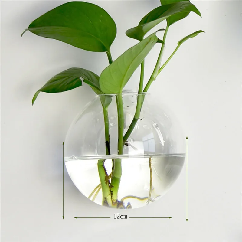 1PC Glass Hydroponic Pot Wall Clear Terrarium Vase Finish Tank Wedding Garden Home Office Flower Plant Stand Hanging Decoration
