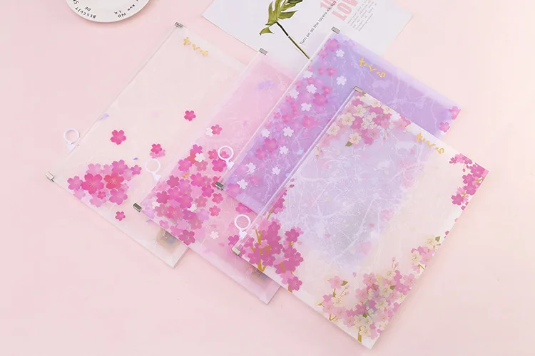Новейший 1 шт. ПВХ красивые цветки сакуры, японской вишни Kawaii A4 папка для документов офисная сумка органайзер для документов сумка для студентов бумажный чехол для хранения