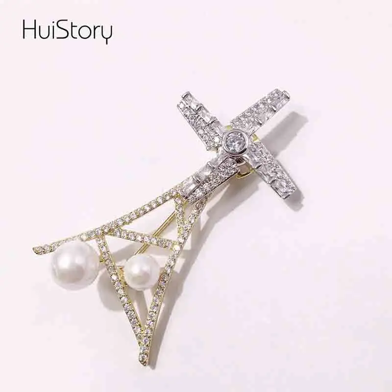 HUISTORY Изысканная Роскошная вращающаяся ветряная мельница хрустальные броши для